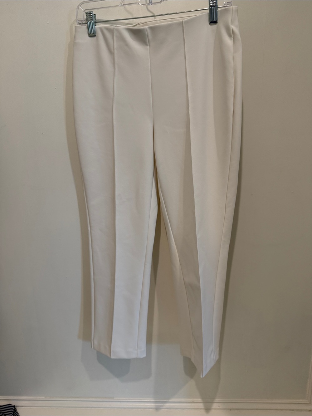 Women's Cream Tailored Straight-Leg Trousers